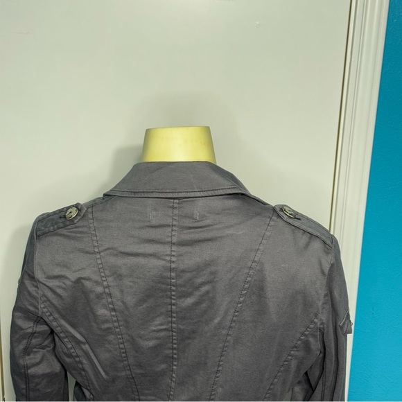 Home Store Mandarin & Mint Women's Gray utility military influence Jacket Medium - Picture 12 of 16